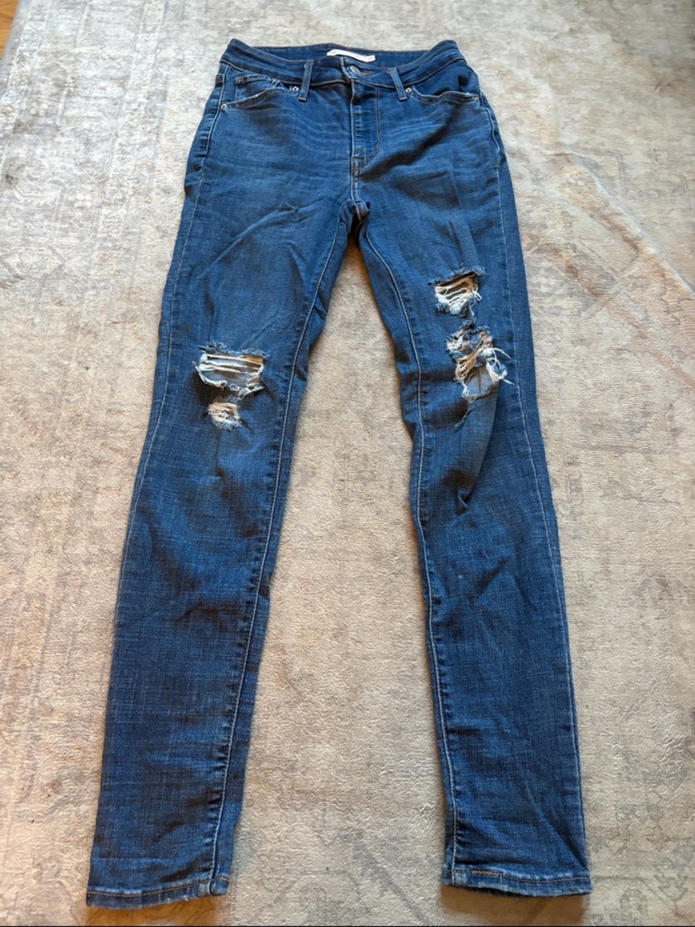 Levi's Dark Blue Ripped Skinny Jeans for Women